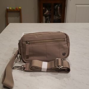 Poiugoya New Beige Nylon Crossbody Bag And Wristlet Size Small